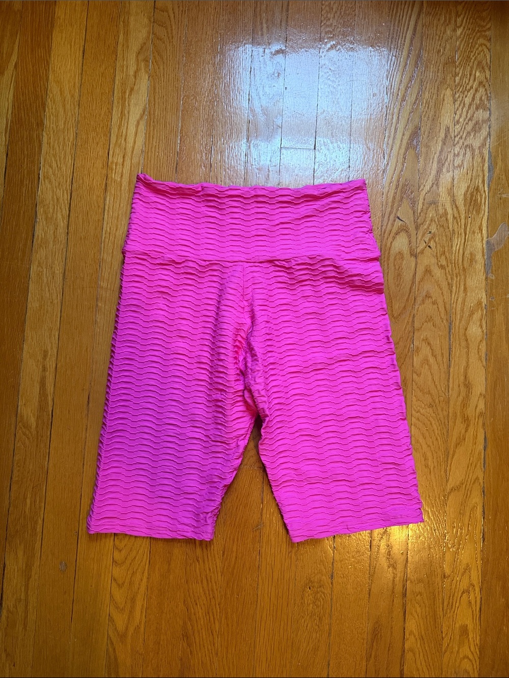 Booty by Brabants Bright Pink Textured CURVY Bike Shorts